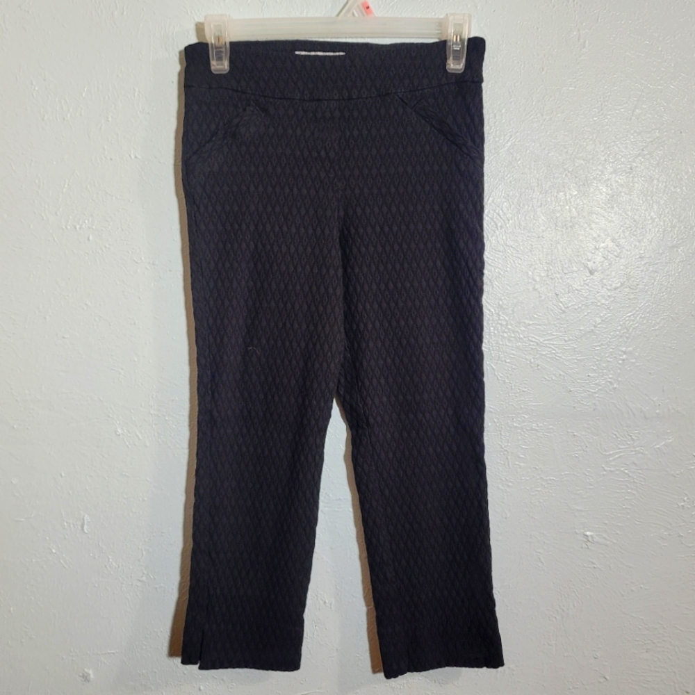 Margaret M Black Diamond Quilted Pull-On Pants - Size S/P